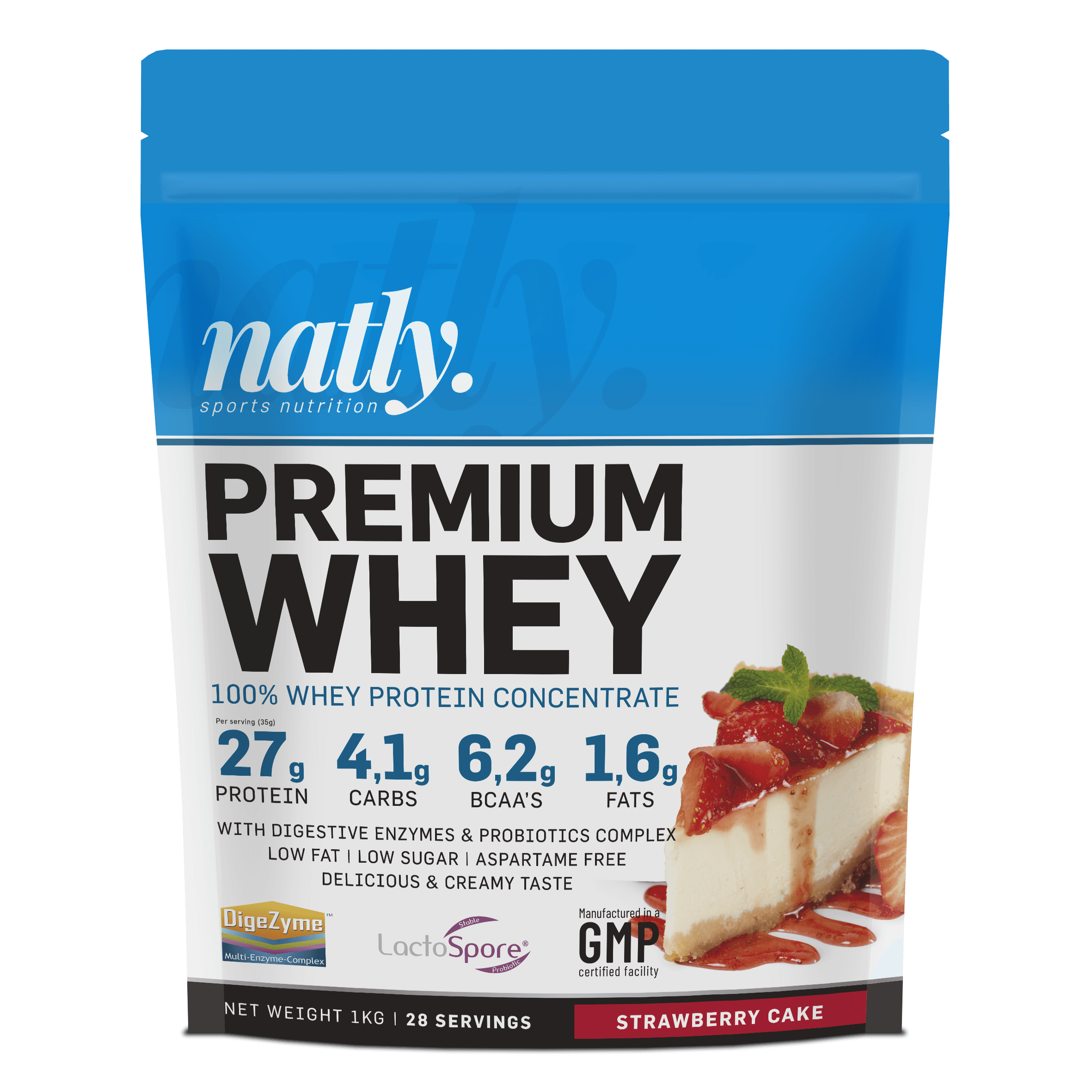 Premium whey vanilla caramel cream 1kg Sabor tarta de Fresa